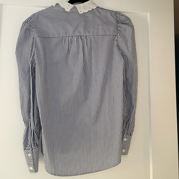 Zara striped shirt eyelet embroidered collar - Picture 2 of 5